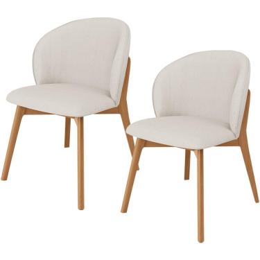 Imagem de Kit 02 Cadeiras de Jantar e Estar Living Estofada Mia L02 Linho Cru - Lyam Decor