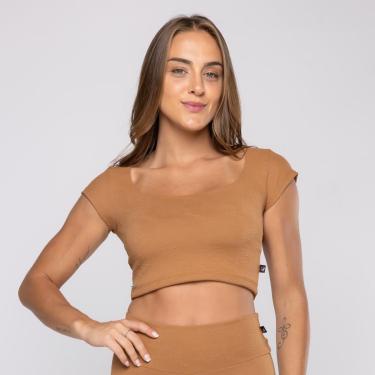 Imagem de Cropped Fitness Feminino Corte Princesa Tecido textura Bojo-Feminino