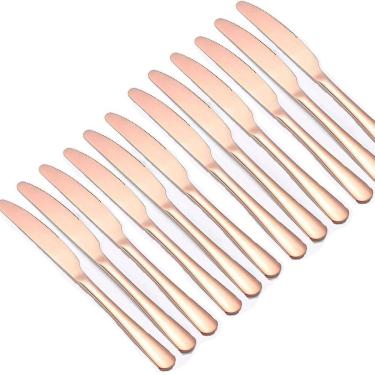 Imagem de Kit Jogo De Cortes De Mesa Rose Gold 12pçs Inox Rústico Luxo