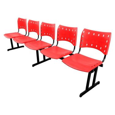 Imagem de Cadeira Iso Pp Rp Longarina 5 Lugares Color Vermelho