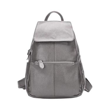 Imagem de Mochila Feminina De Couro Branco, Bolsa De Viagem De Grande Capacidade