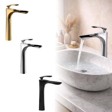 Imagem de Torneira Banheiro Modelo Reto Metal Aço Inox Luxo Cor Prata