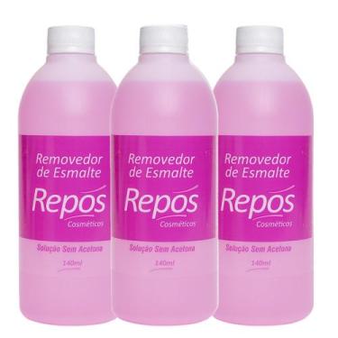Imagem de Kit 3 Removedor de Esmalte Solução Sem Acetona 140ml Repos Cosméticos