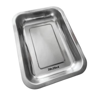 Imagem de Bandeja Retangular Aço Inox Restaurante Procedimento 39x29x4 - Pratika