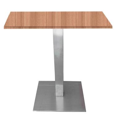 Imagem de Mesa Quadrada Alpha Inox Prata 73,50 Cm (altura) Tampo Mdp Quadrado 60 Cm Noce Naturalle (larg)
