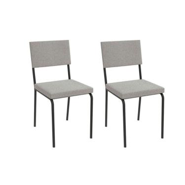Imagem de Cadeira Sala De Jantar Zaria 2c128 Aço Kit 2 Uni Preto Fosco-boucle Cinza A056