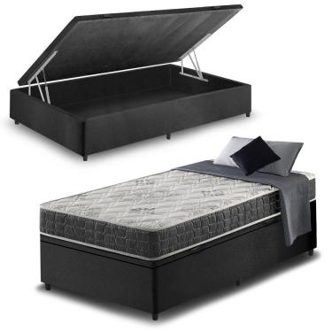 Imagem de Cama Box Solteiro Baú + Colchão San Francisco Ortopédico 88