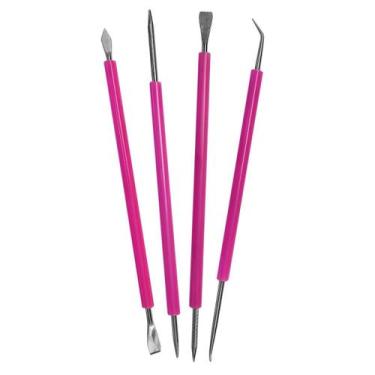 Imagem de Kit Palito Espátula Aço Inox Ponta Dupla Manicure Podologia - Santa Cl