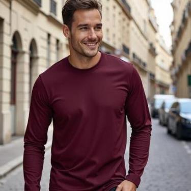 Imagem de Camiseta De Frio Manga Longa Masculina Colorida Sortidas-Masculino