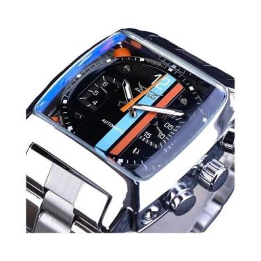 Imagem de Relógio Automático Mecânico Masculino Em Aço Inoxidável Retro Quadrado