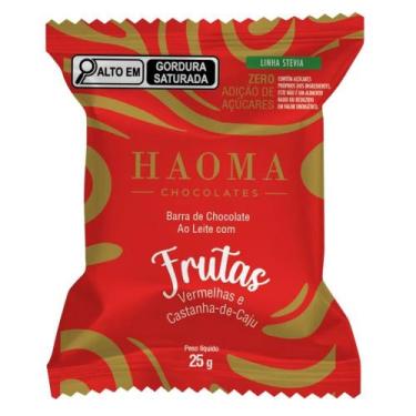 Imagem de Chocolate ao Leite com Frutas Vermelhas e Castanha de Caju Haoma 25g