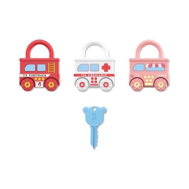 Imagem de Brinquedo Educativo Montessori Para Crianças: Carro E Trem Com Chaves 