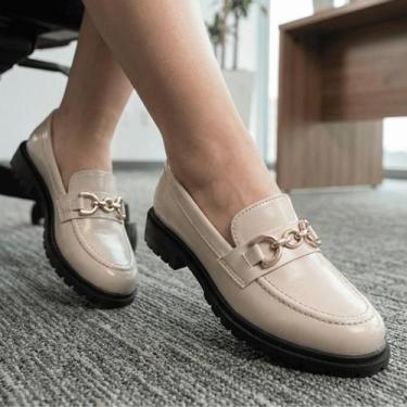 Imagem de Mocassim Oxford Feminino Sapatilha Tratorado Loafer Conforto Cor:Marro