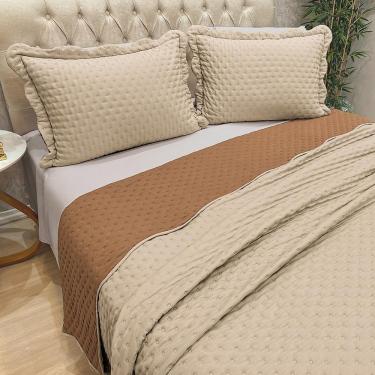 Imagem de Kit Cobre Leito Colcha Colour King 3 Peças Percal 300 Fios Dupla Face - Damasco - 100%...
