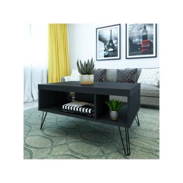Imagem de Mesa De Centro Com 2 Nichos e Pés de Metal Artely Liberty Cor Preto, P