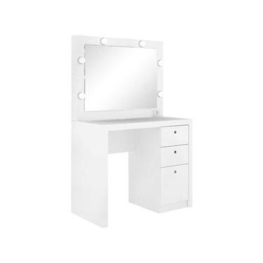 Imagem de Penteadeira Camarim 90x41cm 6 Soquetes 3 Gavetas Branca - Tecno Mobili