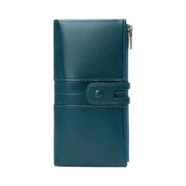 Imagem de Carteira Longa Feminina RFID Em Couro PU Com Múltiplos Slots Para Cart