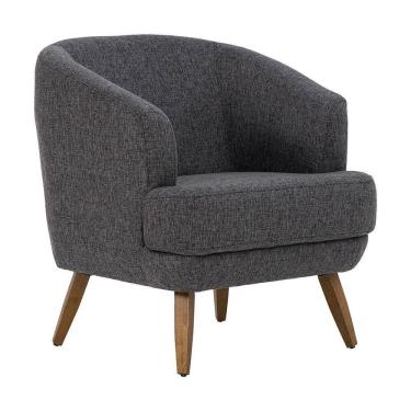 Imagem de Poltrona Decorativa Tamara Pés Madeira Linho Mesclado Branco/cinza - Nexta Casa