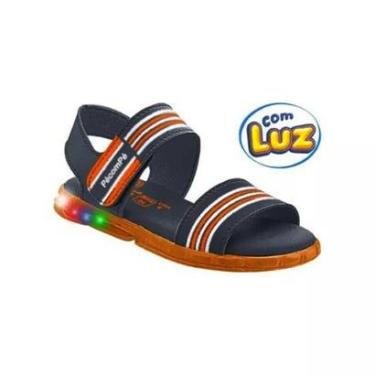 Imagem de Sandália Papete Infantil Guty LED Grafite Laranja Pé com Pé 39629-014-Masculino