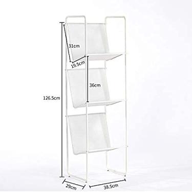 Imagem de Prateleira De Estante De Pé, Estante Aberta De Escritório Em Casa Suporte De Exibição De Metal Autônomo, Estante Pequena Multifuncional Para Cd/pasta/rack De Revista,Branco,2 Andares,Collector88