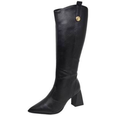 Imagem de Bota Feminina Cano Alto Salto Bloco Elegante Moderna Bebecê