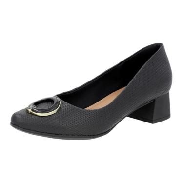 Imagem de Sapato Feminino Couro Elegante Salto Baixo Bloco Usaflex