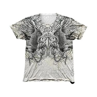 Imagem de Camiseta Masculina De Verão Com Gola Redonda Grande E Estampa De Desaf