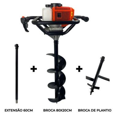 Imagem de Perfurador de Solo a Gasolina 52cc 2,5HP com Broca 80x20cm, Broca de P
