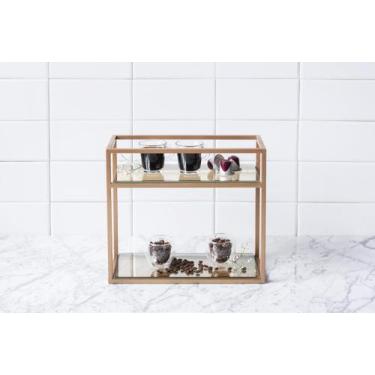 Imagem de Estante Organizadora Dourada com Vidro Reflecta - Linha Frame - FORMA 