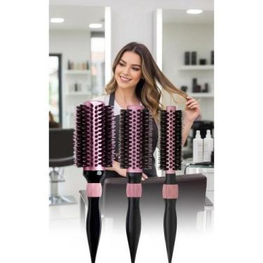 Imagem de Kit 3 Escovas Profissionais Térmicas Metálicas Rosé 40/56/65 - Congrat