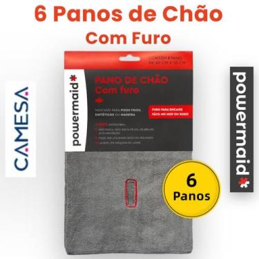 Imagem de Kit 6 un Pano de Chão Microfibra com Furo 60cm x 50cm Powermaid
