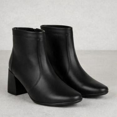 Imagem de Bota Feminina Cano Curto Salto Bloco 7cm Tendência Confortável Elegant