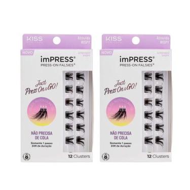 Imagem de Kit Cílios Postiços imPRESS Mini Refil Atrevido Wispy 2 unid - Kiss Ne