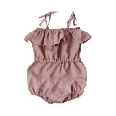 Imagem de Macacão De Verão Em Linho E Algodão Para Bebê Menina, Playsuit De Uma 