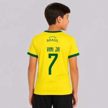 Imagem de Camisa Brasil Canarinho Juvenil 7 Vini Jr - Balboa, 16 ANOS