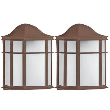 Imagem de Kit 2 Arandelas Luminária de Parede Externa Marrom Colonial 25cm Lente Fosca De Ville D...