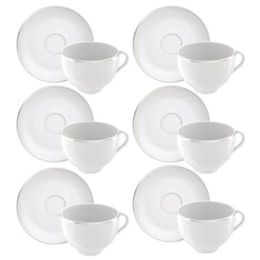 Imagem de Conjunto 6 Xícaras de Chá Café com Pires 185ml Tramontina Atena Porcelana Branca