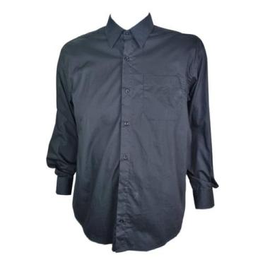 Imagem de Camisa Social Masculina Manga Longa Preta 100% Algodão Plus Size Zuza,