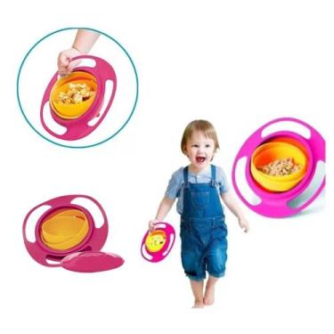 Imagem de Prato Infantil Bebê Giro Bowl Giratório 360º Rosa Menina - Buba Import