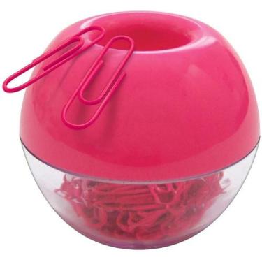Imagem de Porta Clips Magnético Rosa Com 50 Unidades De Clips 28mm - Tilibra