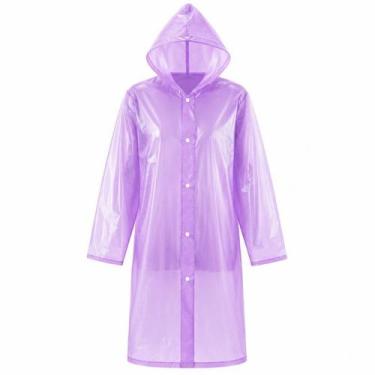 Imagem de Capa Chuva Impermeável Adulto PVC Translúcida Capuz Botões Unissex Lev