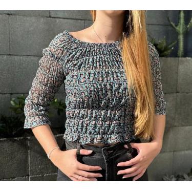 Imagem de Blusa Boho Brigitte Tule Onça FORRO 100% POLIAMIDAE EXTERNO 96% POLIES