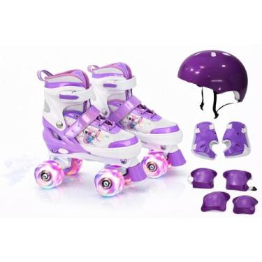 Imagem de Patins Quad Stitch 4 Rodas Infantil Tamanho Regulável Rodinhas Led Com