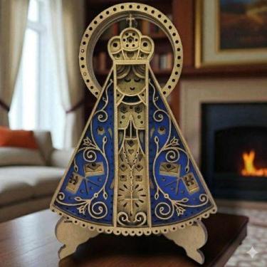 Imagem de Nossa Senhora De Aparecida De Mesa 15cm Em MDF 3D C/ suporte - Malaysi