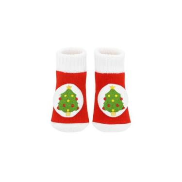Imagem de Meia Para Bebê Pantufa 3d 0 a 6 Meses Unissex Especial Natal Encantado