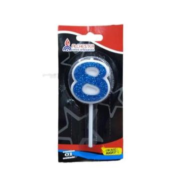 Imagem de Vela Aniv Citrus C/Gliter 8 Azul Alchester Velas - ALCHETSTER, Unico, 