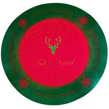 Imagem de Jogo Americano Feltro Redondo 35 cm Decoração Feliz Natal - RIO MASTER