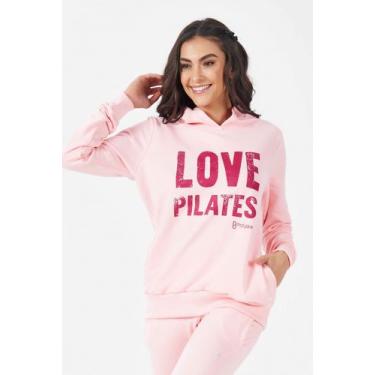 Imagem de Moletom Com Bolso "Love Pilates" - Pratyque, Rosa bebê