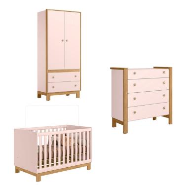 Imagem de Kit de Guarda Roupa 5055 com Comoda Flora 5135 e Berço 4315
