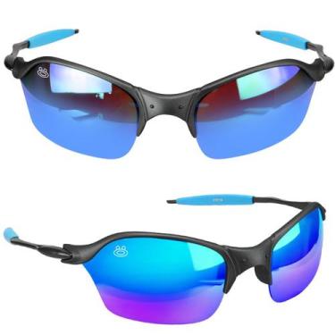 Imagem de oculos sol masculino lupa metal proteção uv praia + case qualidade pre